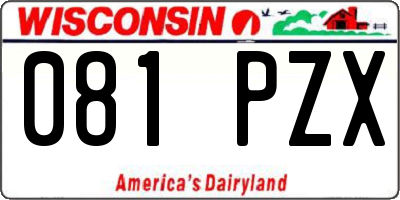 WI license plate 081PZX