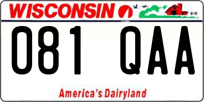 WI license plate 081QAA