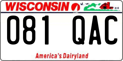 WI license plate 081QAC