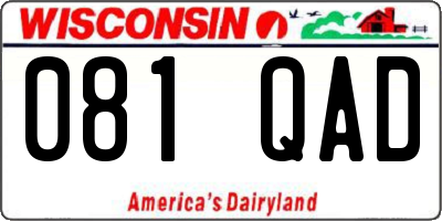 WI license plate 081QAD