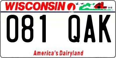 WI license plate 081QAK