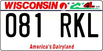 WI license plate 081RKL