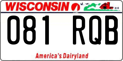 WI license plate 081RQB
