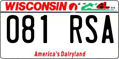 WI license plate 081RSA