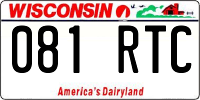 WI license plate 081RTC