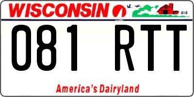 WI license plate 081RTT