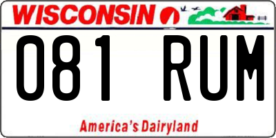WI license plate 081RUM