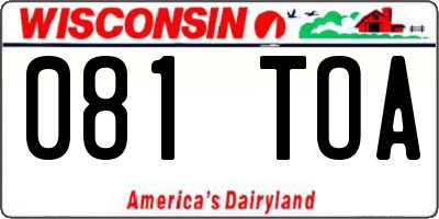 WI license plate 081TOA