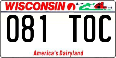 WI license plate 081TOC