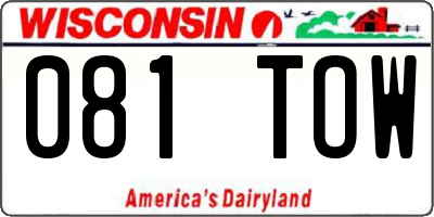 WI license plate 081TOW