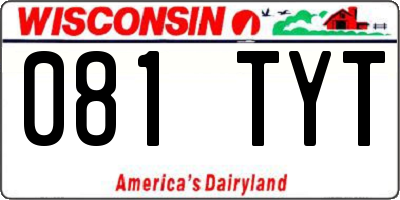 WI license plate 081TYT