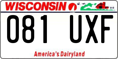 WI license plate 081UXF