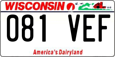 WI license plate 081VEF