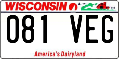 WI license plate 081VEG