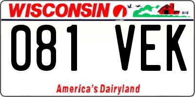 WI license plate 081VEK