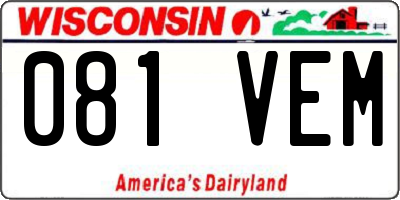 WI license plate 081VEM