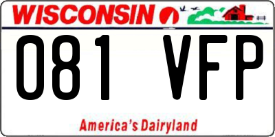 WI license plate 081VFP