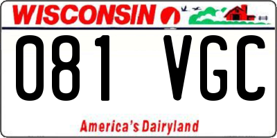 WI license plate 081VGC