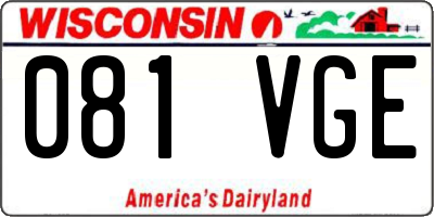 WI license plate 081VGE