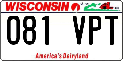 WI license plate 081VPT