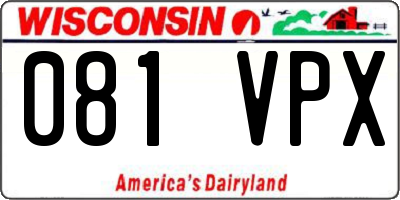 WI license plate 081VPX