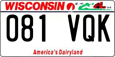 WI license plate 081VQK