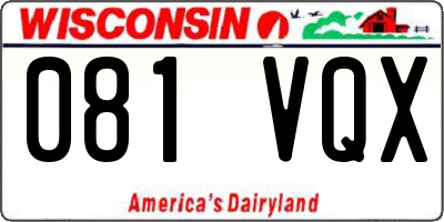 WI license plate 081VQX