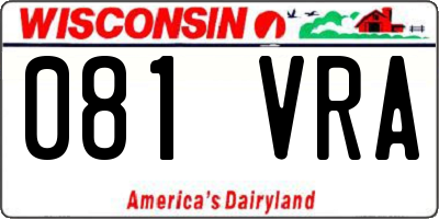 WI license plate 081VRA