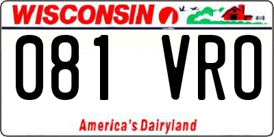 WI license plate 081VRO