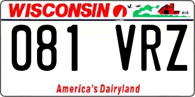 WI license plate 081VRZ