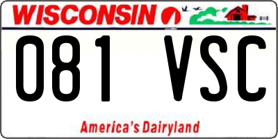 WI license plate 081VSC