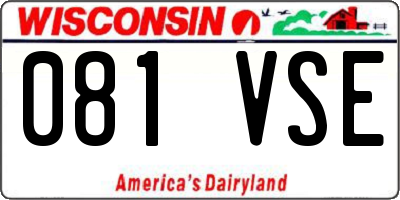 WI license plate 081VSE