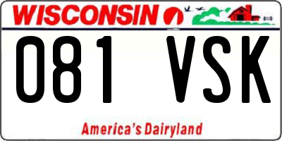WI license plate 081VSK