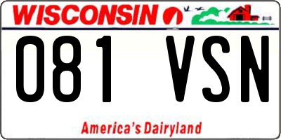 WI license plate 081VSN