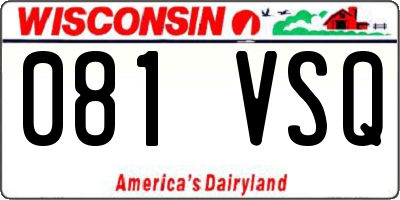 WI license plate 081VSQ