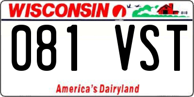 WI license plate 081VST