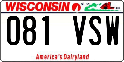 WI license plate 081VSW