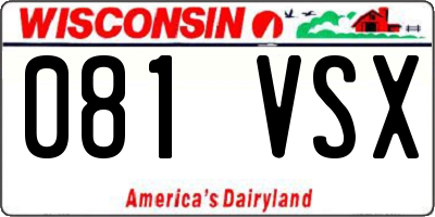 WI license plate 081VSX