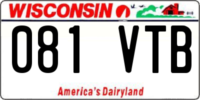 WI license plate 081VTB