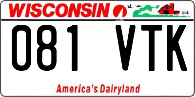 WI license plate 081VTK