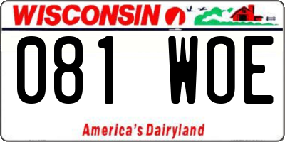 WI license plate 081WOE