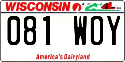 WI license plate 081WOY