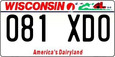WI license plate 081XDO