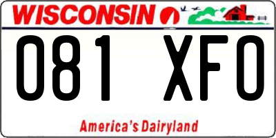 WI license plate 081XFO