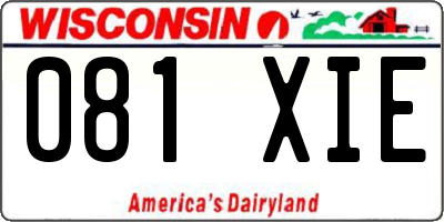WI license plate 081XIE