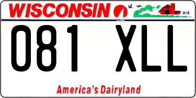 WI license plate 081XLL