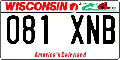 WI license plate 081XNB