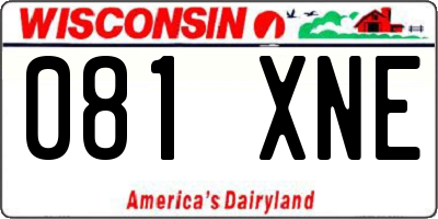 WI license plate 081XNE
