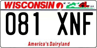 WI license plate 081XNF