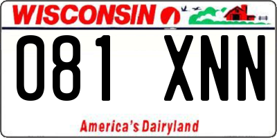 WI license plate 081XNN